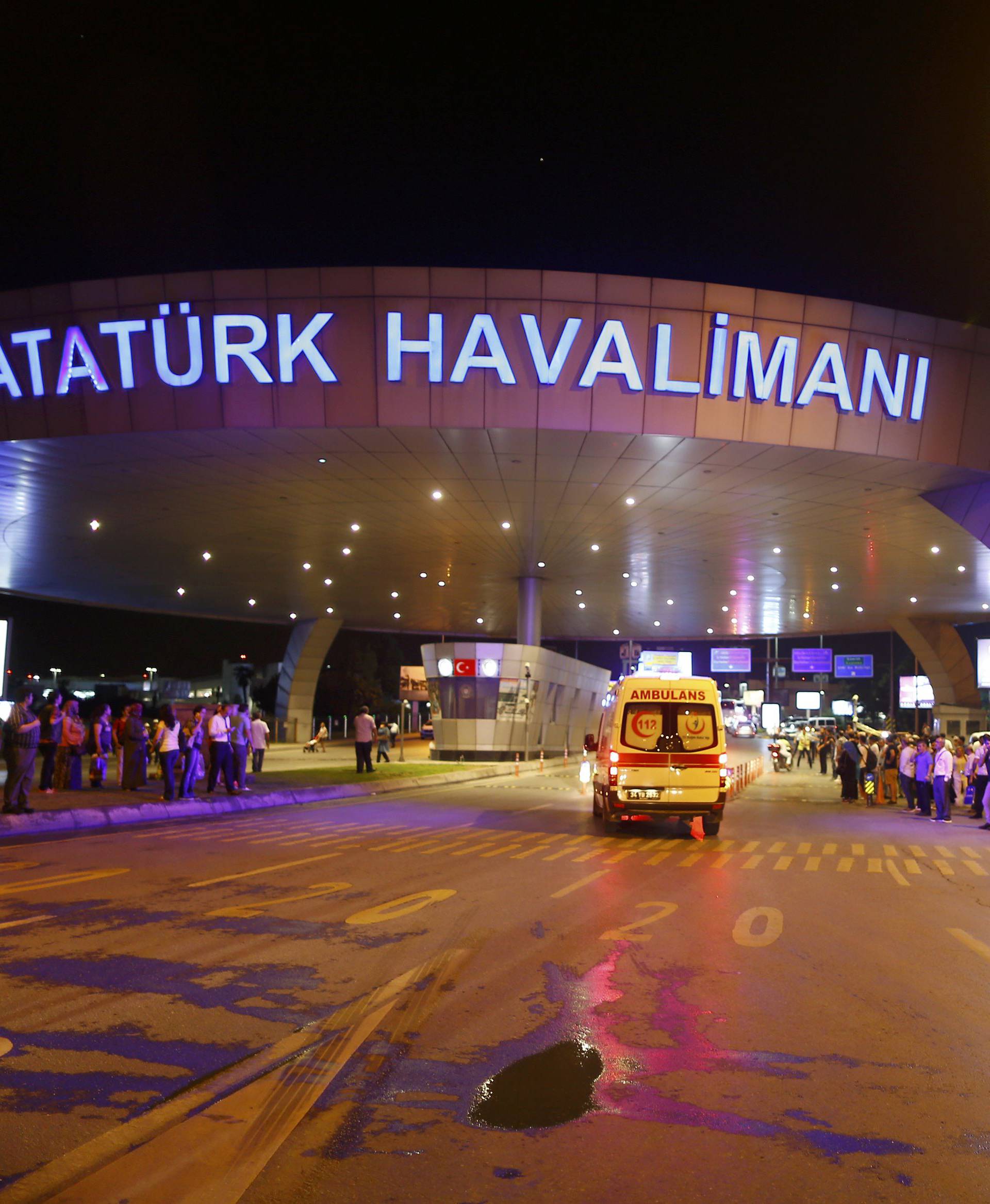 Ambulance cars arrive at Turkey's largest airport, Istanbul Ataturk