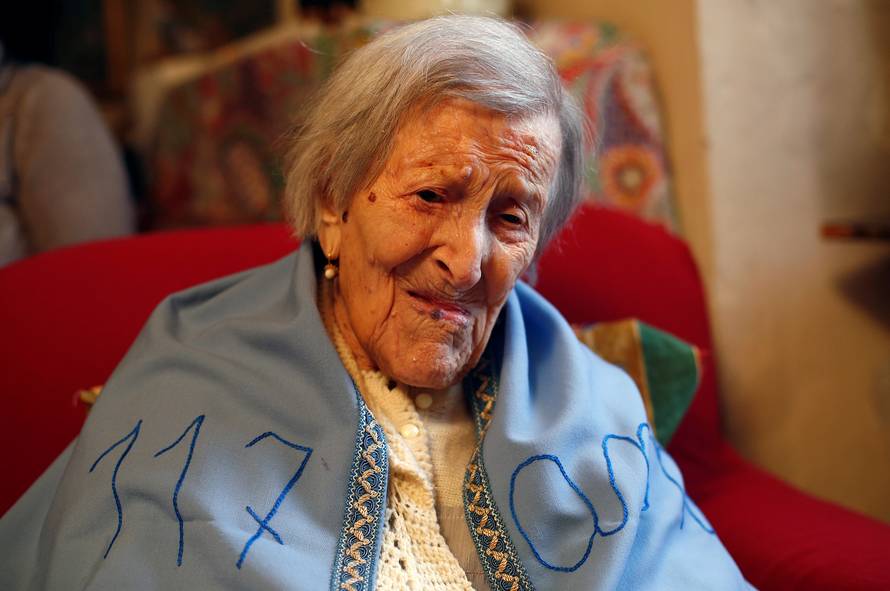 Emma Morano, thought to be the world's oldest person and the last to be born in the 1800s, is seen during her 117th birthday in her house in Verbania