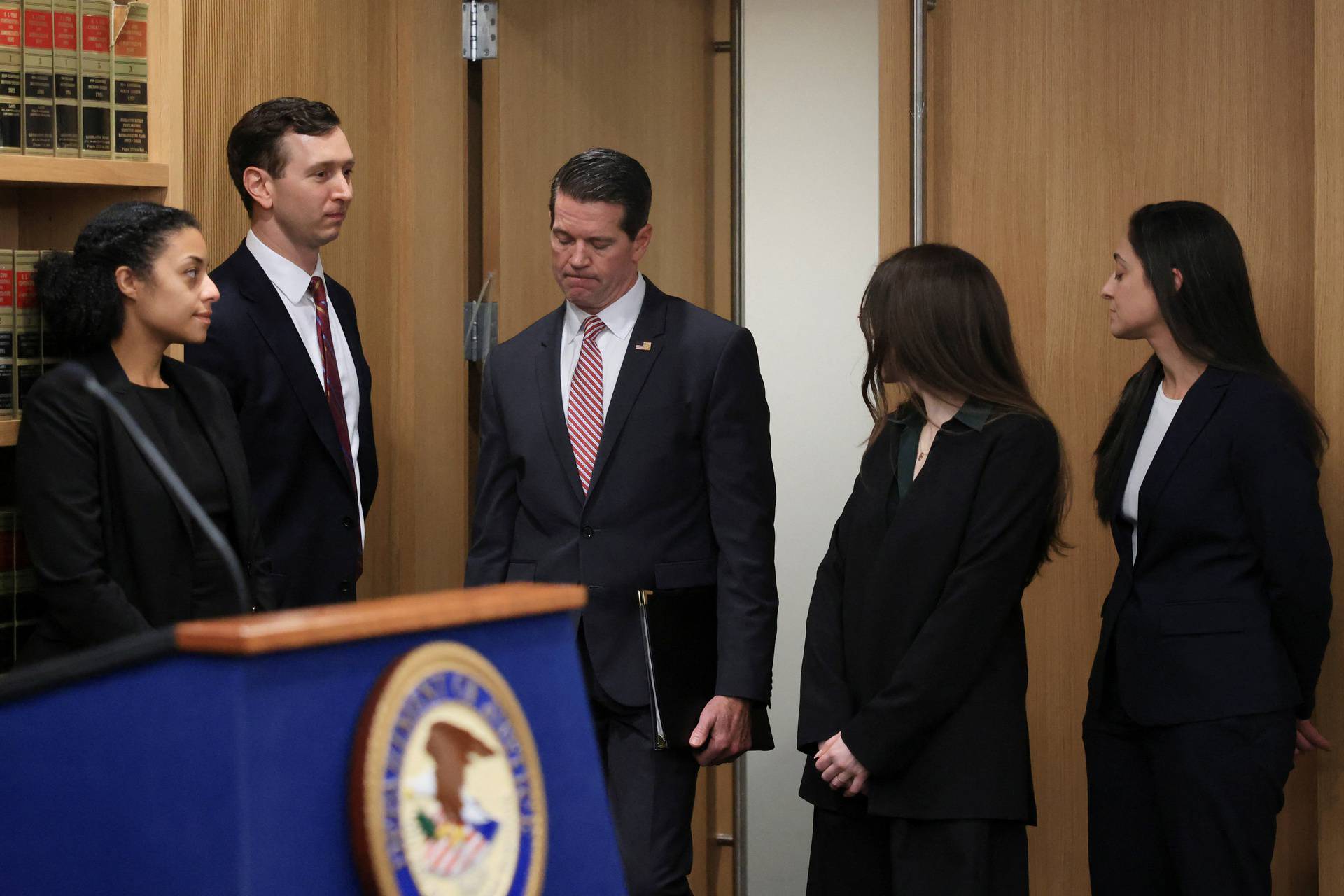 James Dennehy, the Assistant Director in charge of the New York Field Office of the Federal Bureau of Investigation walks into the press conference room for the announcement of the arrest and indictment of three high profile real estate agent brothers