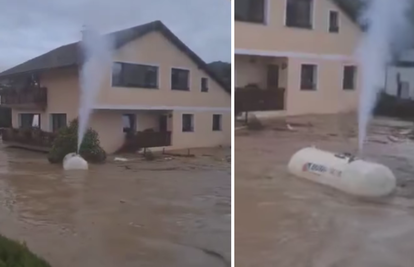 VIDEO Nevjerojatna scena u Sloveniji: Spremnik plina pluta na vodi, poplave stvaraju kaos