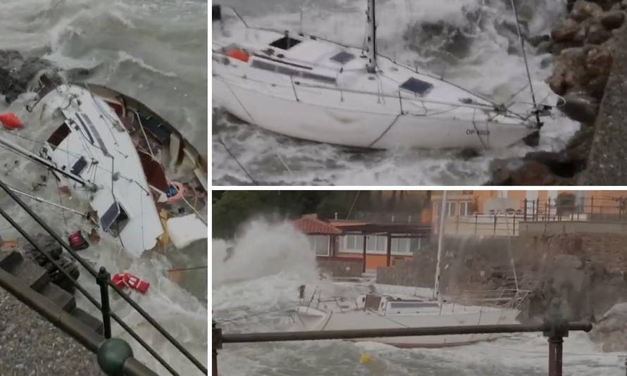 Nemilosrdno jugo razbilo je jedrilicu na stijenama u Lovranu