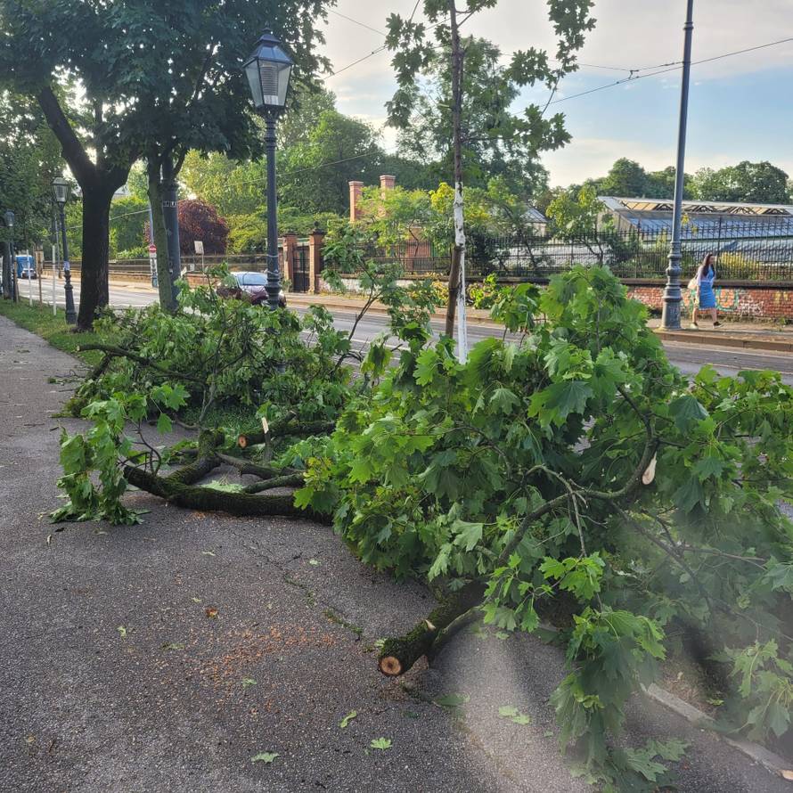Zagreb jutro poslije megaoluje: Ostaci grana na ulicama, u tijeku sanacija štete i čišćenje