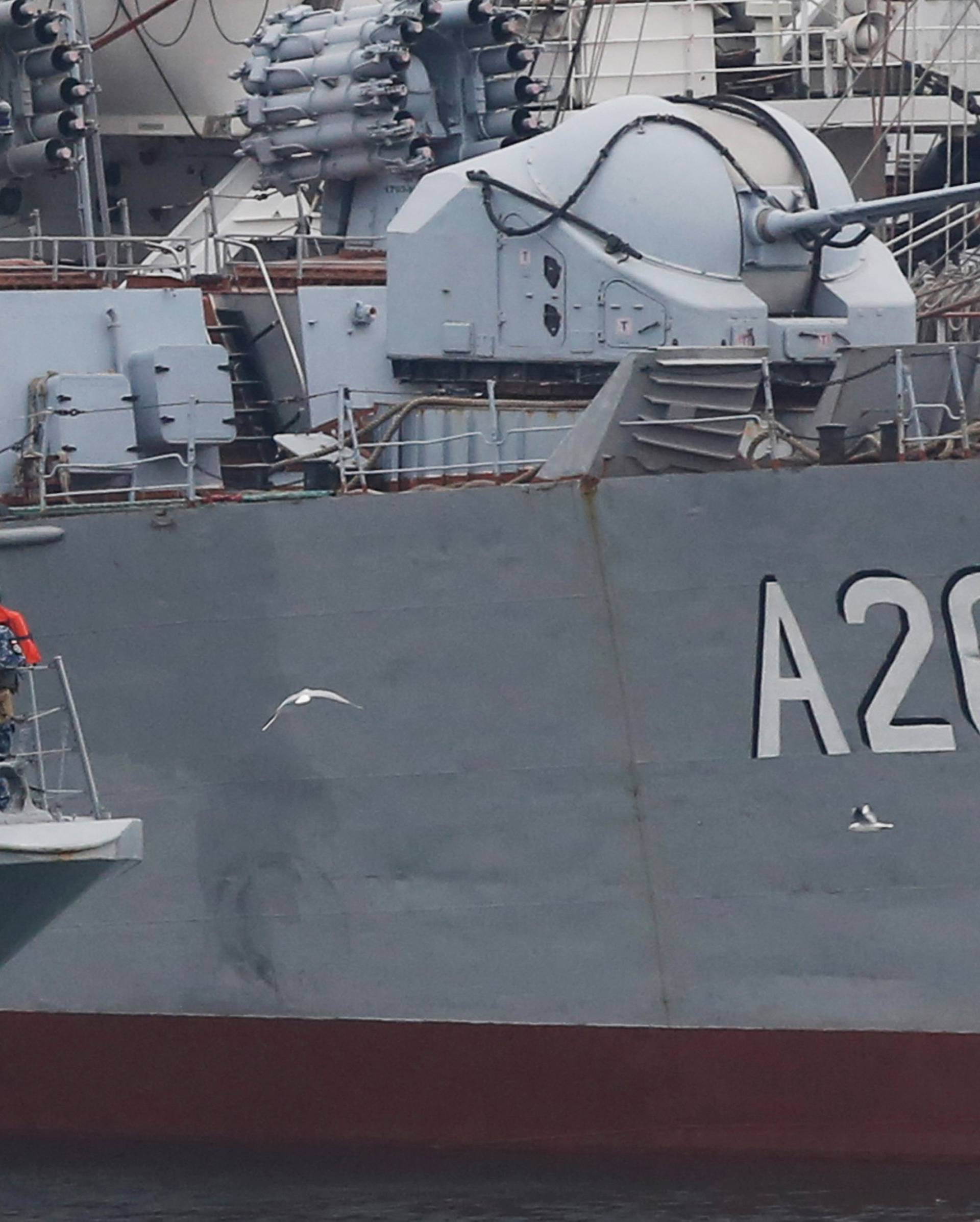 Ukrainian navy vessels are docked in the Black Sea port of Odessa