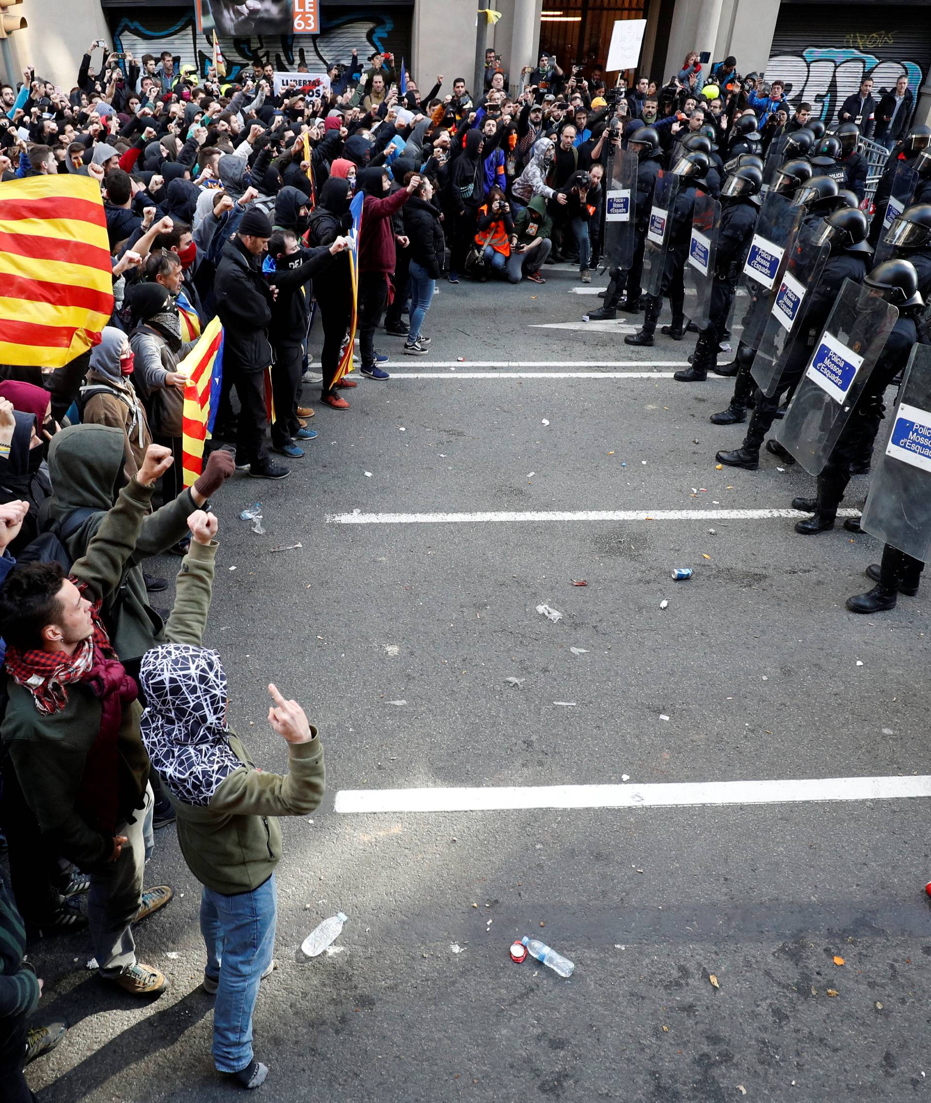 Protest against Spain's cabinet meeting in Barcelona