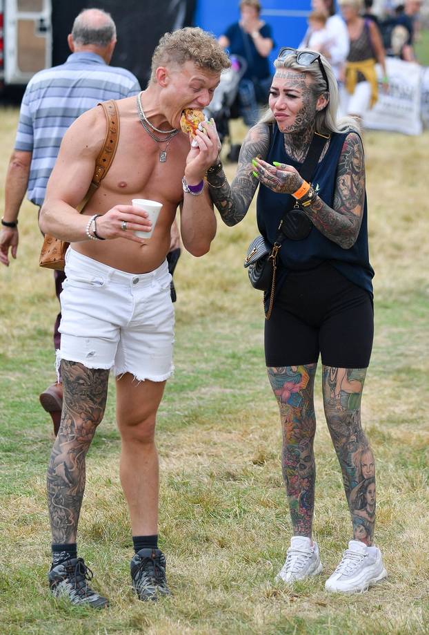 The Most Tattooed Women In Britain, Becky Holt Seen With Her Boyfriend Ben Mason And Her Brother At Poynton Show In Cheshire