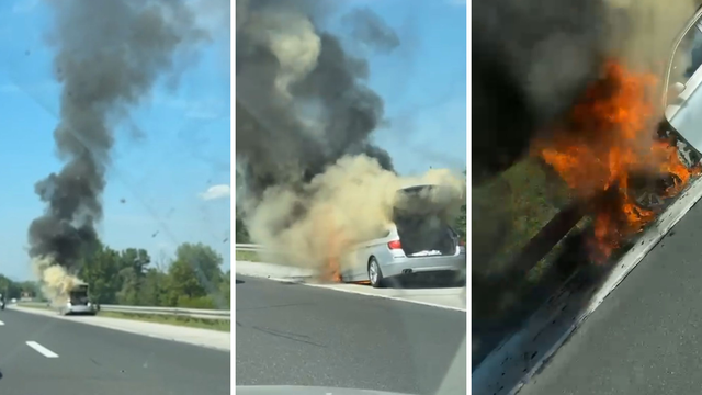 VIDEO Na zagrebačkoj obilaznici izgorio BMW, širio se gusti dim