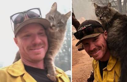 Spasio je iz požara: Mačka mu se popela na ramena i ne silazi