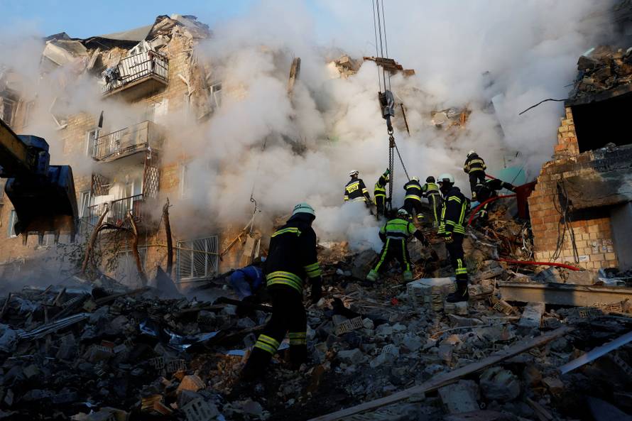 Aftermath of a Russian missile and drone attack in Kyiv