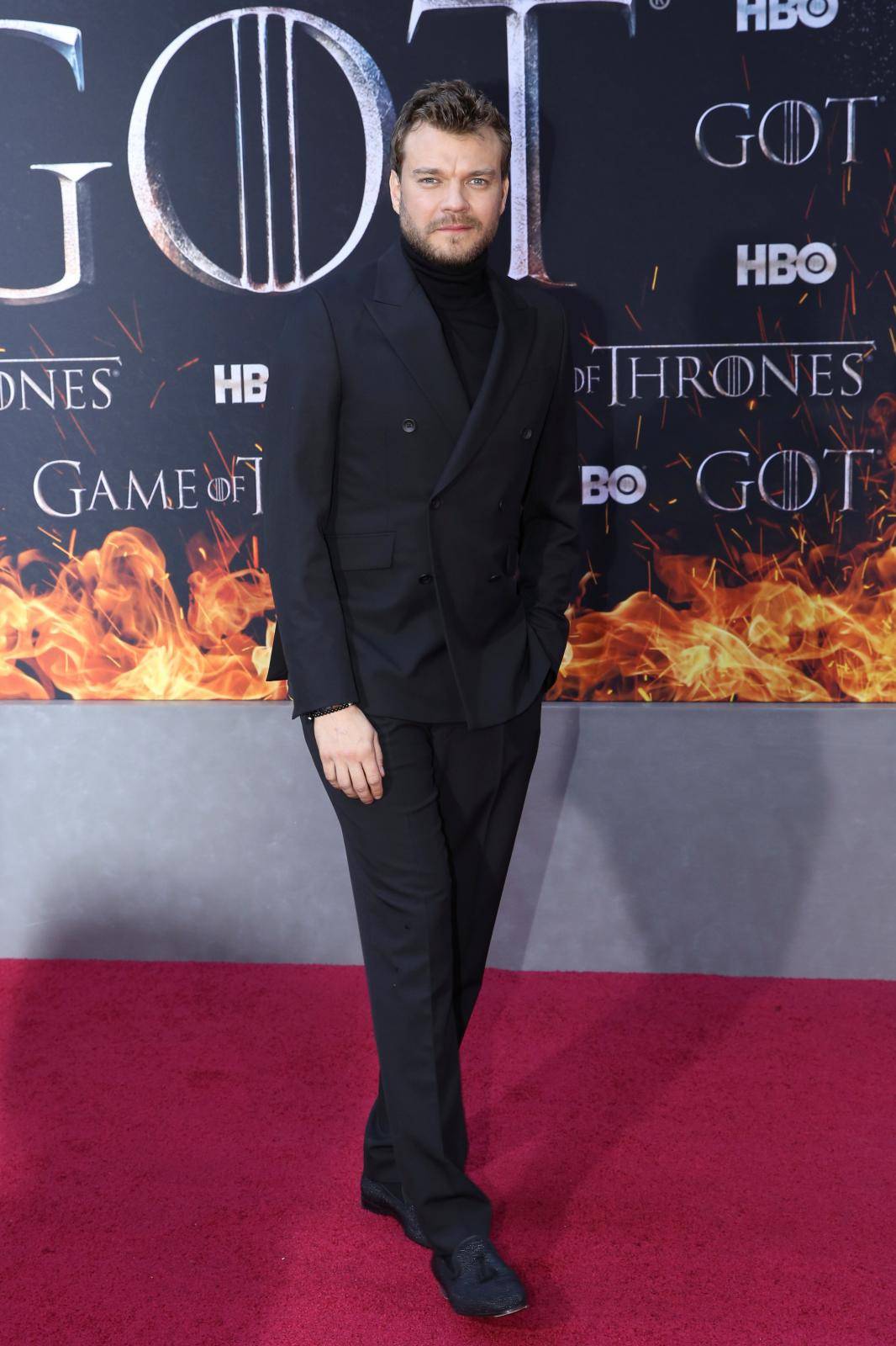 Pilou Asbaek arrives for the premiere of the final season of "Game of Thrones" at Radio City Music Hall in New York