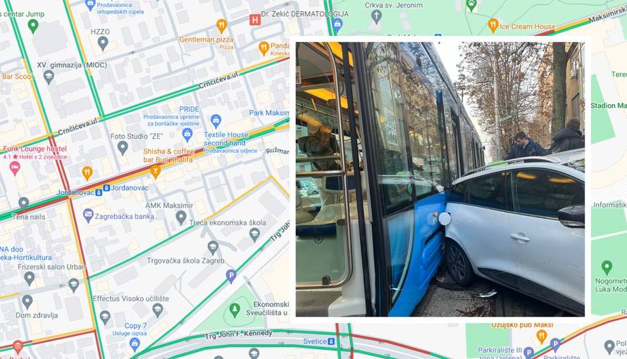 Auto se zabio u tramvaj: Nastao prometni kolaps u Maksimirskoj