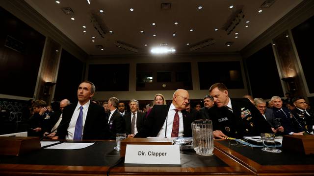 Lettre, Clapper and Rogers testify before a Senate Armed Services Committee hearing on foreign cyber threats, on Capitol Hill in Washington
