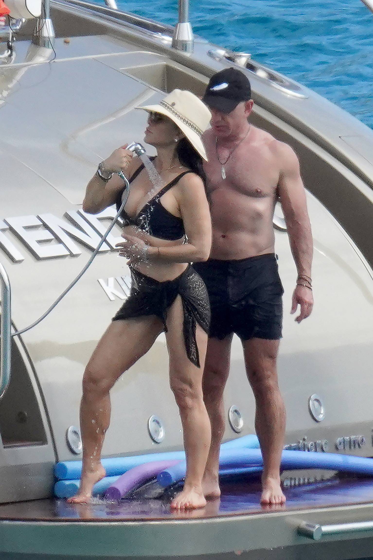 EXCLUSIVE: Billionaire beefcake Jeff Bezos and Lauren Sanchez enjoy a boat day with their family during holiday season in St Barts