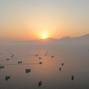 FILE PHOTO: A drone view shows vessels in the Strait of Hormuz, as seen from Musandam