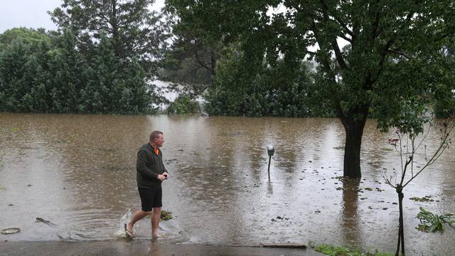 A severe flood event affecting the state of New South Wales is seen in Sydney