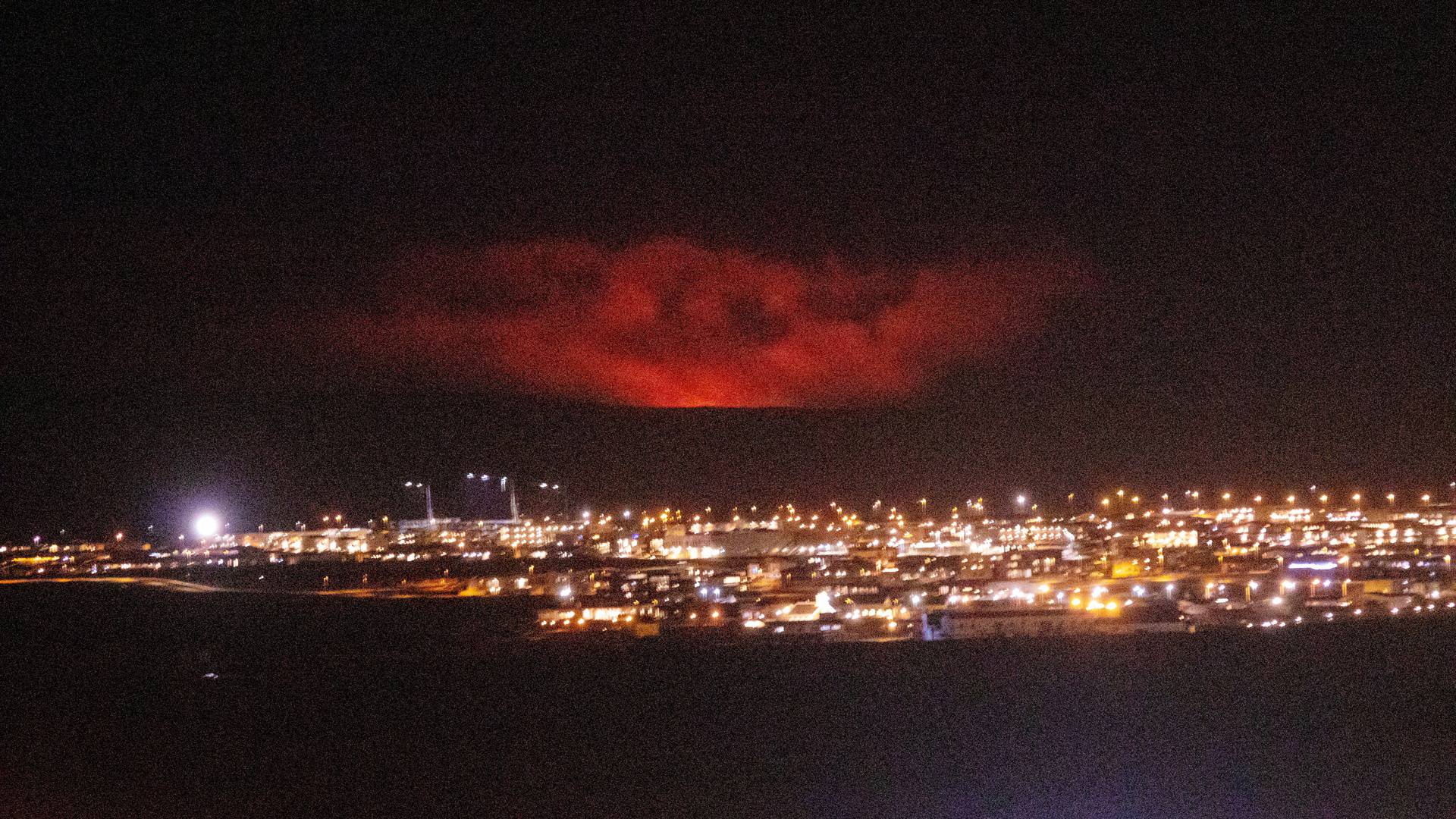 A volcanic eruption near Fagradalsfjall in Iceland