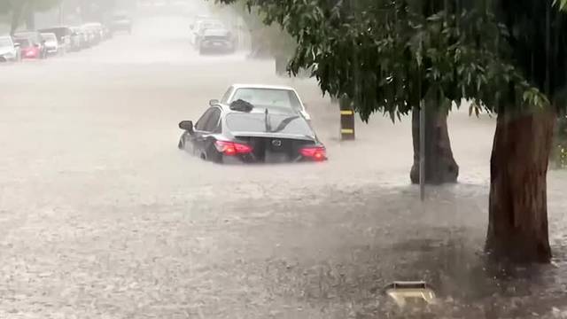 "Atmospheric river" floods streets in California's Santa Barbara