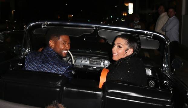 *EXCLUSIVE* Usher and his pregnant girlfriend Jennifer Goicoechea grab dinner at Nobu after hosting the iHeartRadio Music Awards