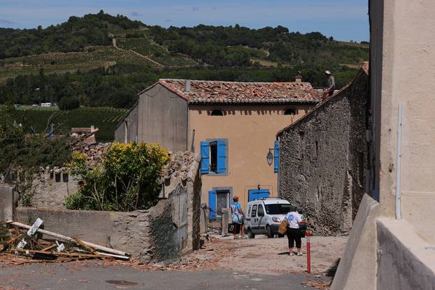 Aftermath of a tornado in Pomas in the Aude region of southern France