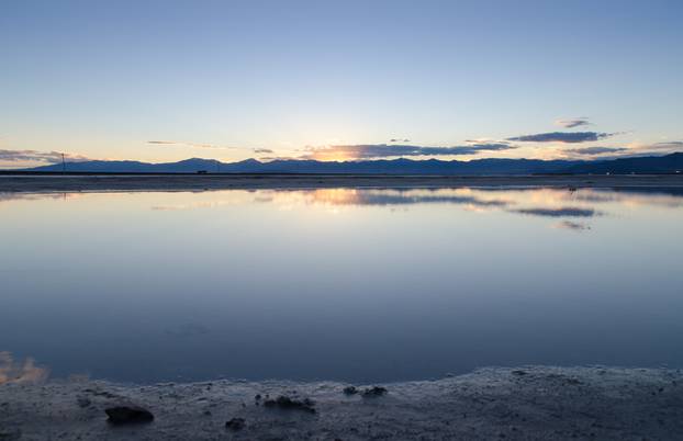 Amazing sunset on the Bonneville Salt Flats