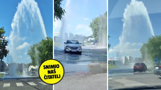 VIDEO Vodoskok na Žitnjaku: U Zagrebu pukla cijev i poplavila cestu, policija regulirala promet