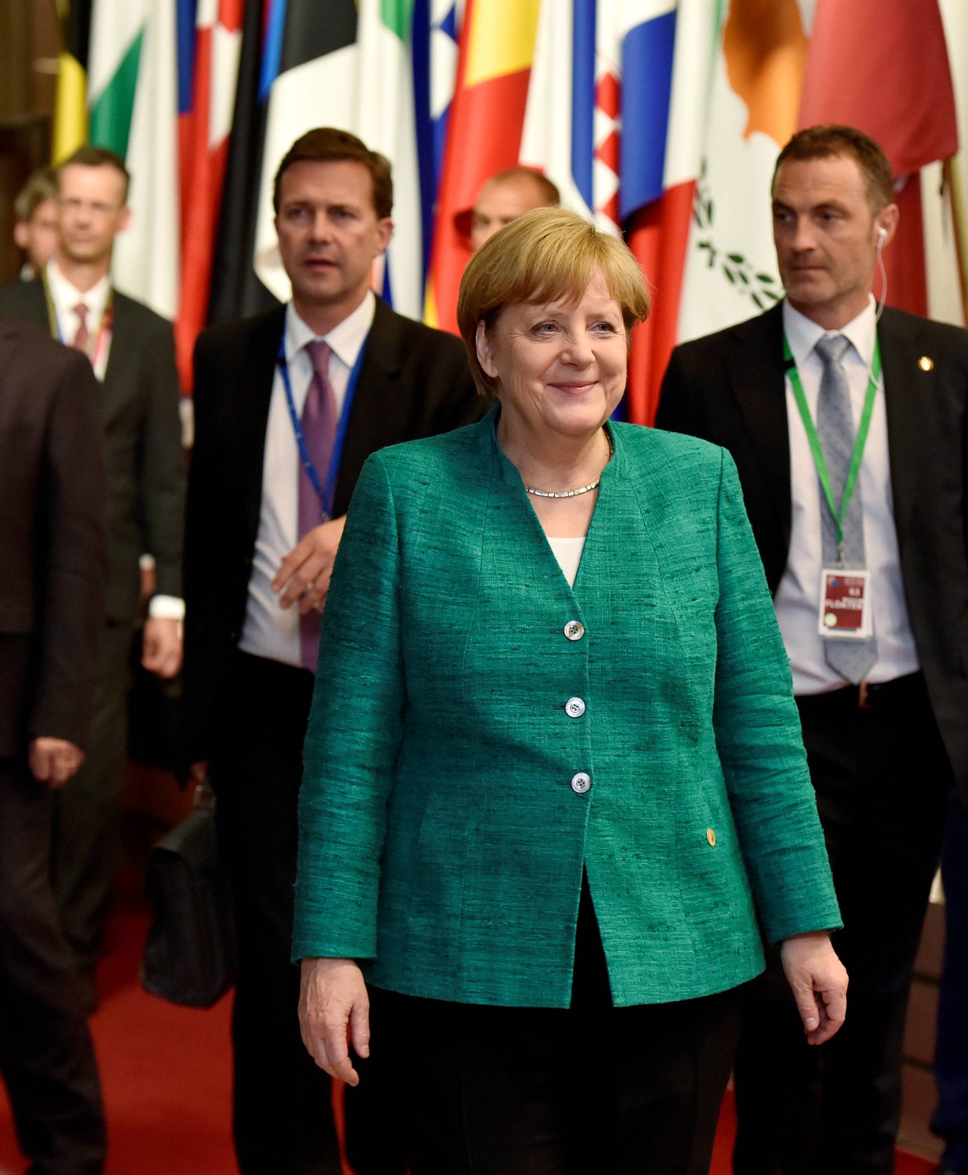 German Chancellor Merkel leaves a European Union leaders summit in Brussels