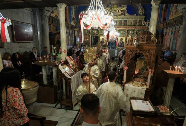 Easter Mass at the Greek Orthodox Saint Porphyrius Church, in Gaza City