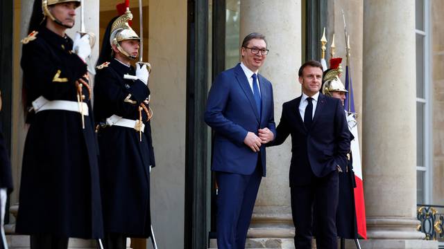 French President Macron meets Serbian President Vucic in Paris