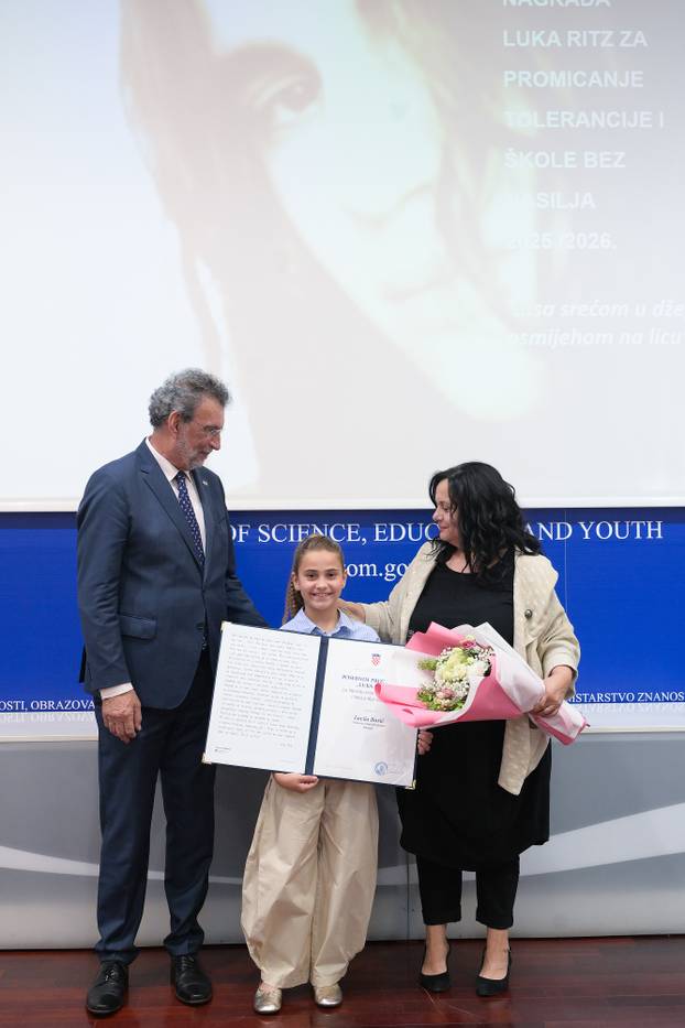 Zagreb; Dodjela Godi&scaron;nje nagrade &bdquo;Luka Ritz&ldquo; za promicanje tolerancije i &scaron;kole bez nasilja.
