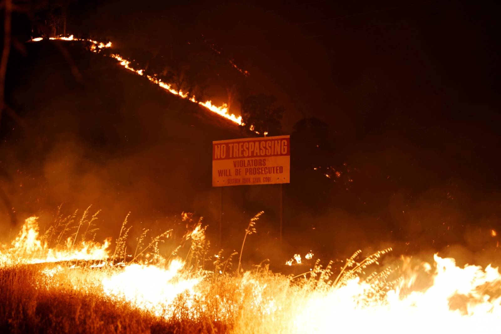 LNU Lighting Complex Fire rages on the outskirts of Winters