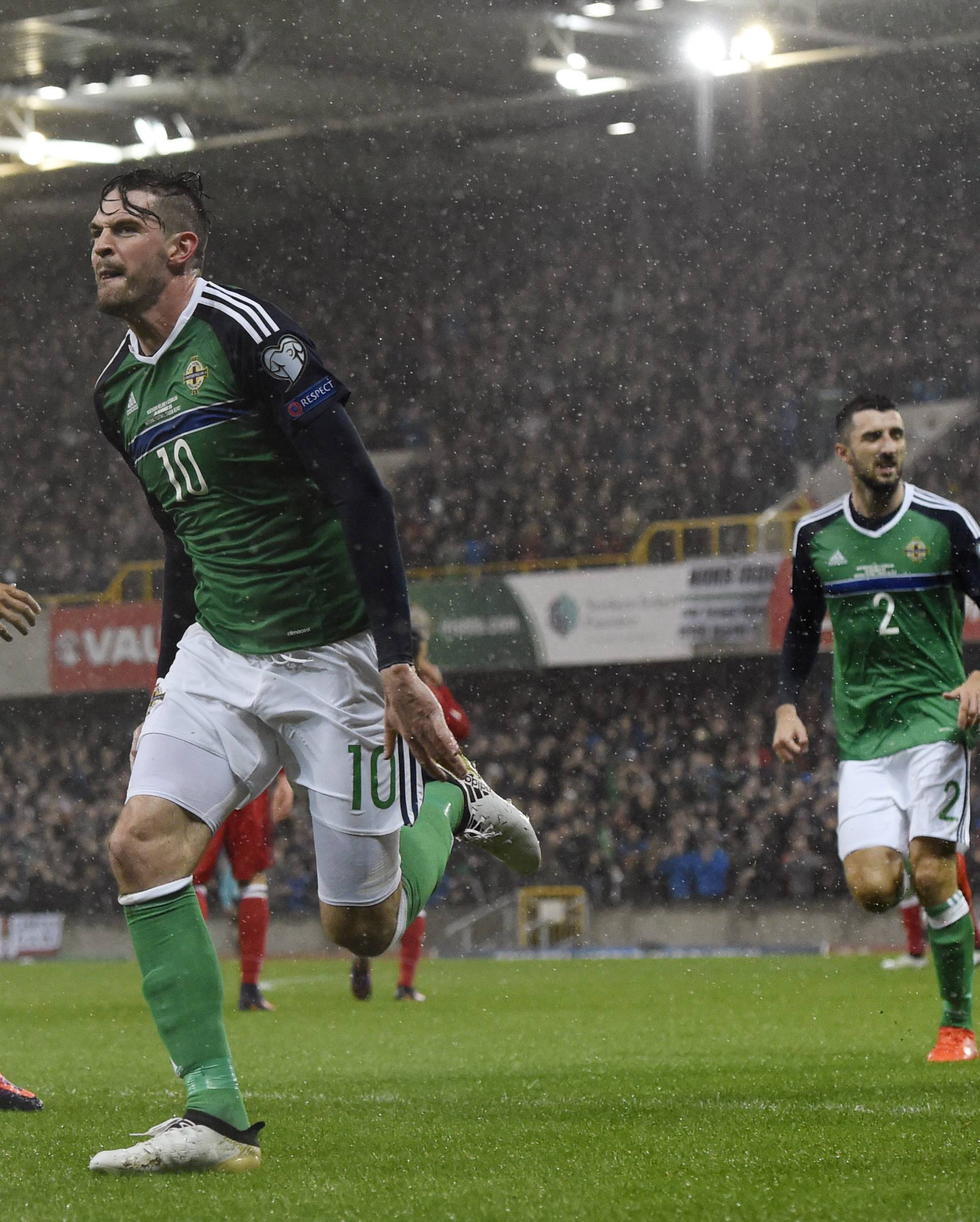 Northern Ireland's Kyle Lafferty celebrates scoring their first goal