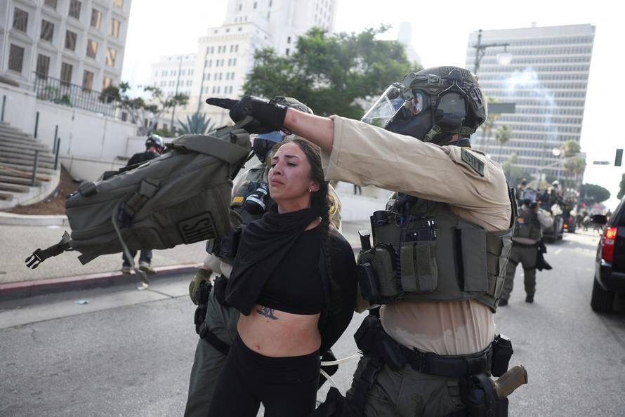 Protest against federal immigration sweeps, in Los Angeles