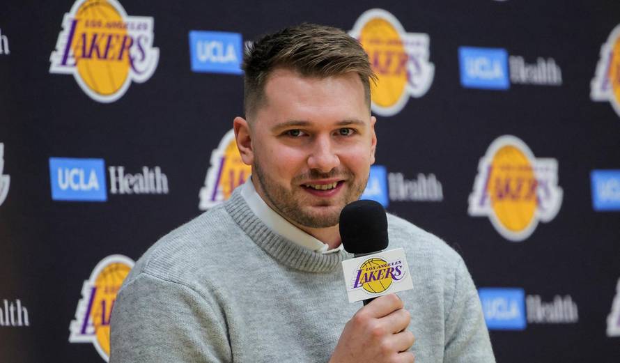 NBA's Doncic attends his first press conference after being traded to Los Angeles Lakers