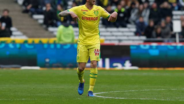 Nantes' Emiliano Sala reacts