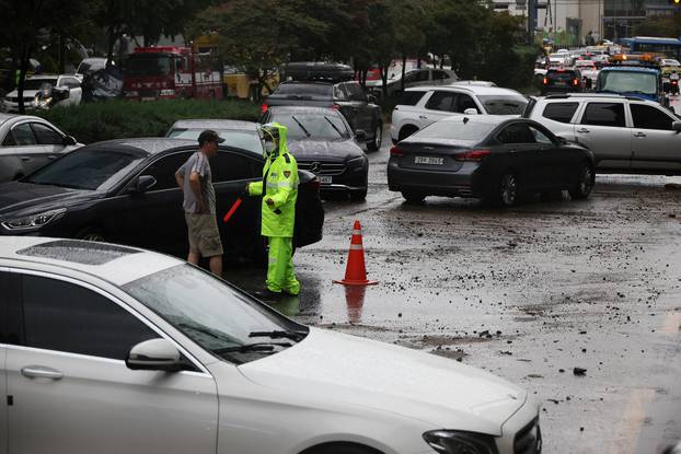 Aftermath of record level torrential rain in Seoul