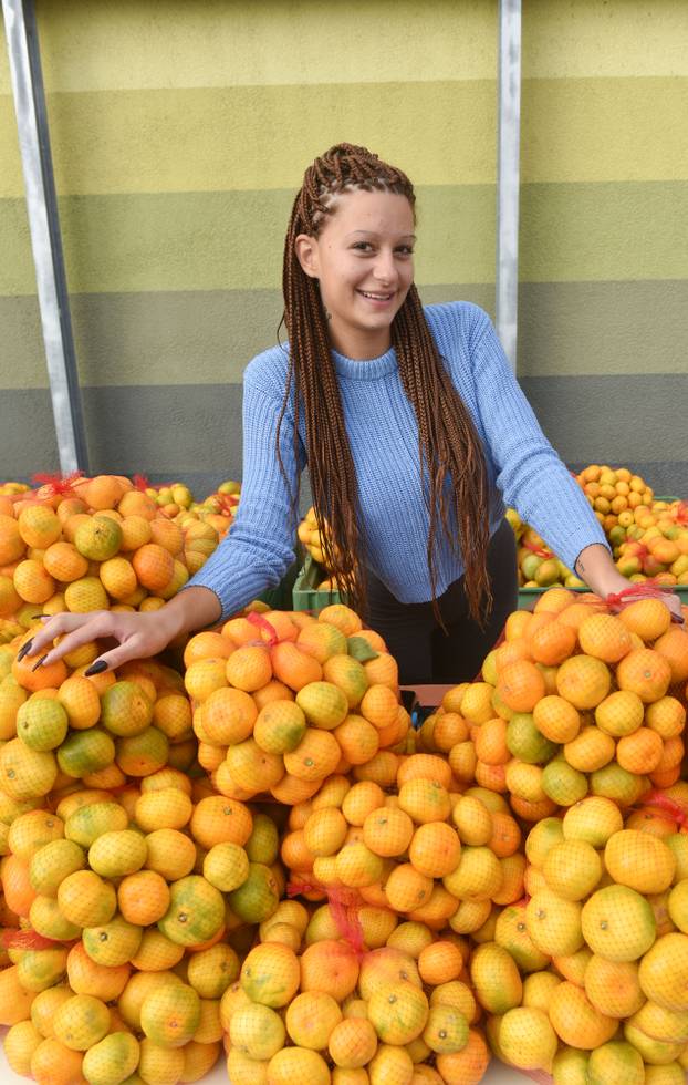 Zagreb: Prodavačica mandarina Kristina Penava ponovno prodaje mandarine na štandu 