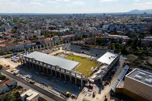 Pogled iz zraka na radove  na novom stadionu u Kranjčevićevoj 