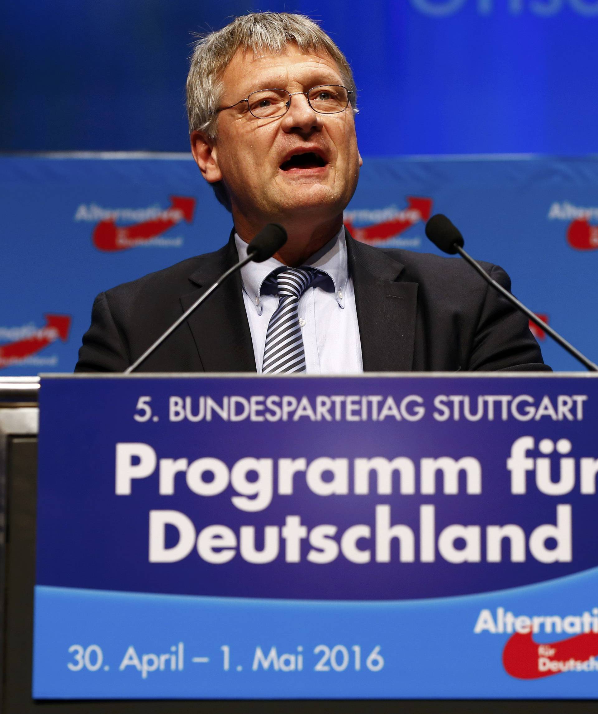 Meuthen, candidate in Baden-Wuerttemberg of the anti-immigration party Alternative for Germany (AfD) speaks at the AfD congress in Stuttgart