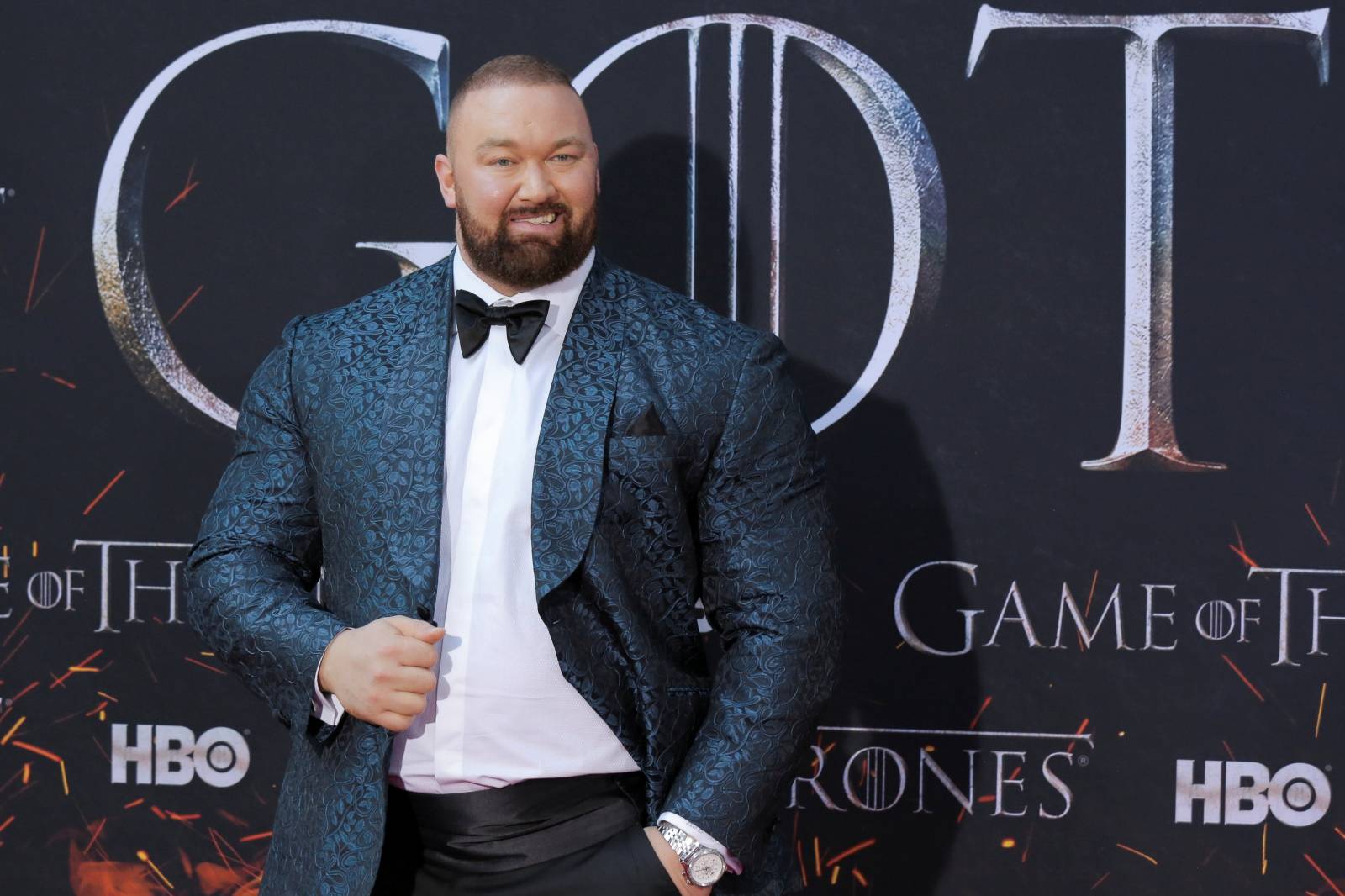 Hafthor Julius Bjornsson arrives for the premiere of the final season of "Game of Thrones" at Radio City Music Hall in New York