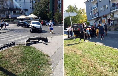 Kobno raskrižje u Sesvetama: Opet sudar auta, jedan udario i u stup pa se  izvrnuo na krov...