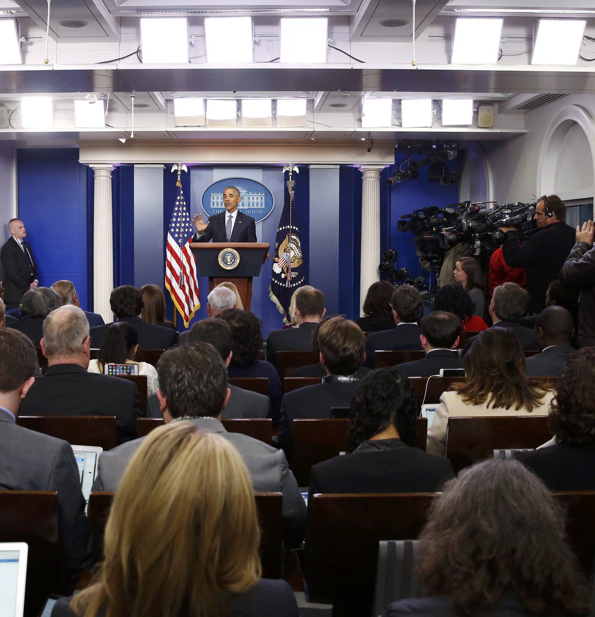 U.S.  President Obama holds news conference at the White House in Washington