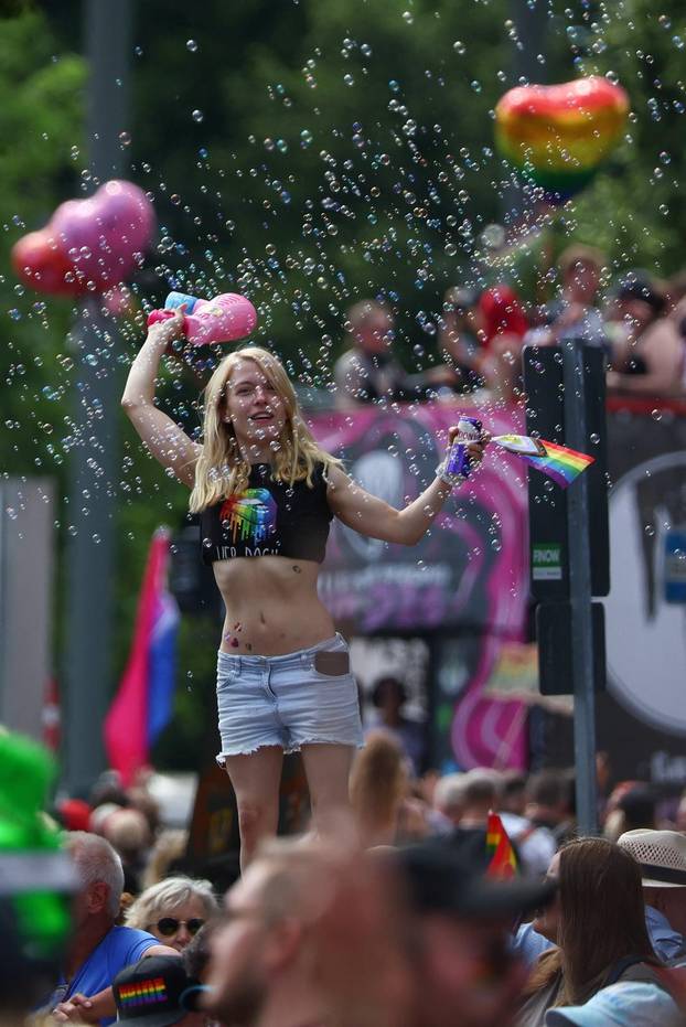 Revellers attend the annual Christopher Street Day (CSD) LGBTQ+ Pride demonstration, in Hamburg