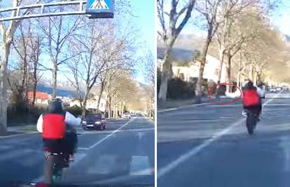 VIDEO Nevjerojatna ludost u Solinu! Divljak je pretjecao na zadnjem  kotaču i snimao selfie