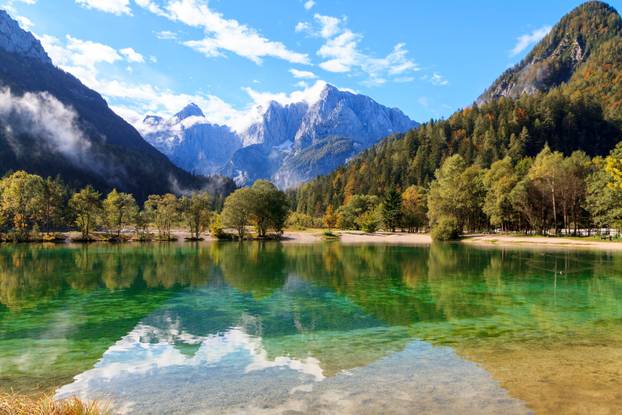 Beautiful Jasna lake at Kranjska Gora 