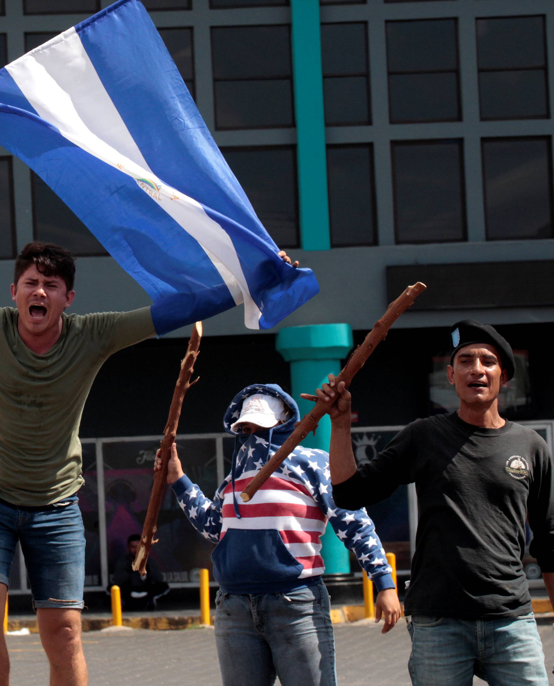 A demonstrator takes part in a protest in Managua