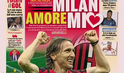 Gazzetta je stavila Modri&cacute;a na naslovnicu: Milan, ljubavi moja