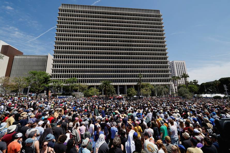 U.S. Sen. Sanders and U.S. Rep. Ocasio-Cortez hold a rally in Los Angeles