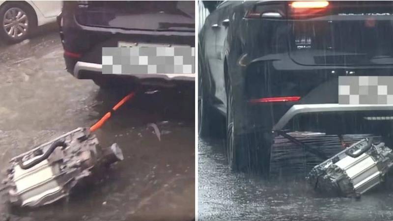 Nevjerojatna snimka se širi: Ovom električnom autu je ispao motor, ali on i dalje vozi...
