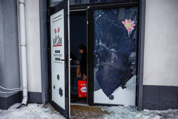 Aftermath of a Russian drone attack in Kyiv region