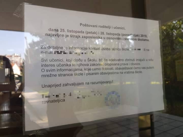 Zagrebačka škola objavila da sutra štrajka, sindikati se ljute