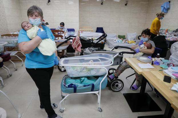 Babies born to surrogate mothers stranded in shelter amid Russia's invasion of Ukraine, in Kyiv